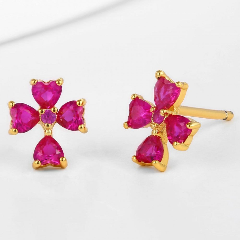 Pendientes de Aleación Bañado en Oro con Cristal Emporia® Rojo 1 