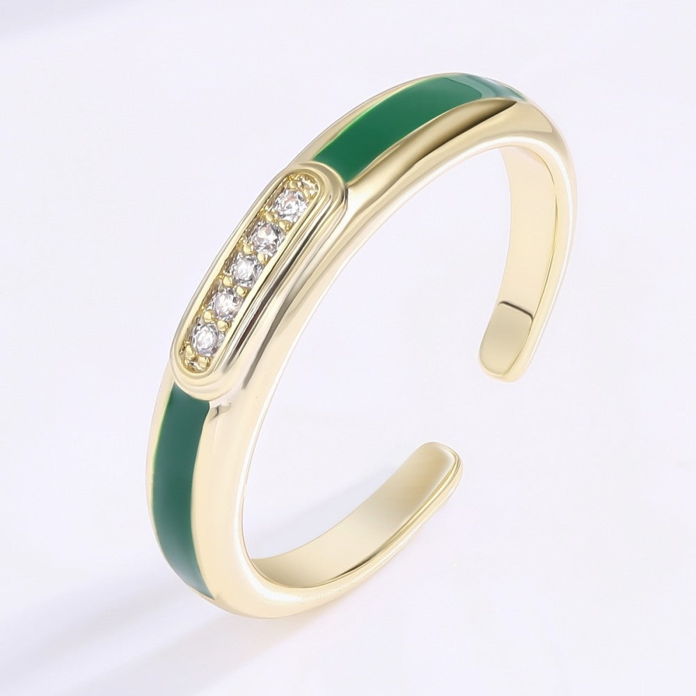 Anillo de Aleación Bañado en Oro con Cristal Emporia® Blanco