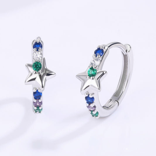 Pendientes de Aleación Bañado en Oro con Cristal Emporia® Azul