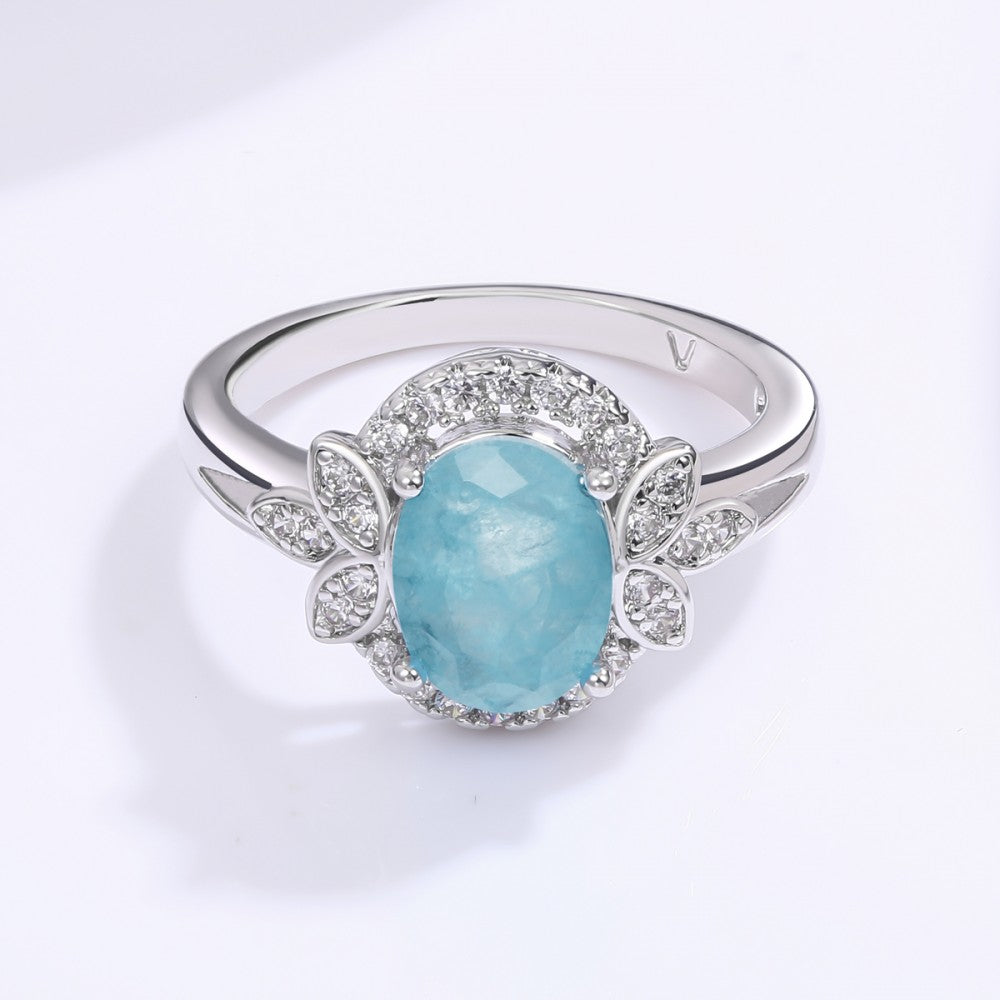Anillo de Aleación Bañado en Oro con Cristal Emporia® Azul