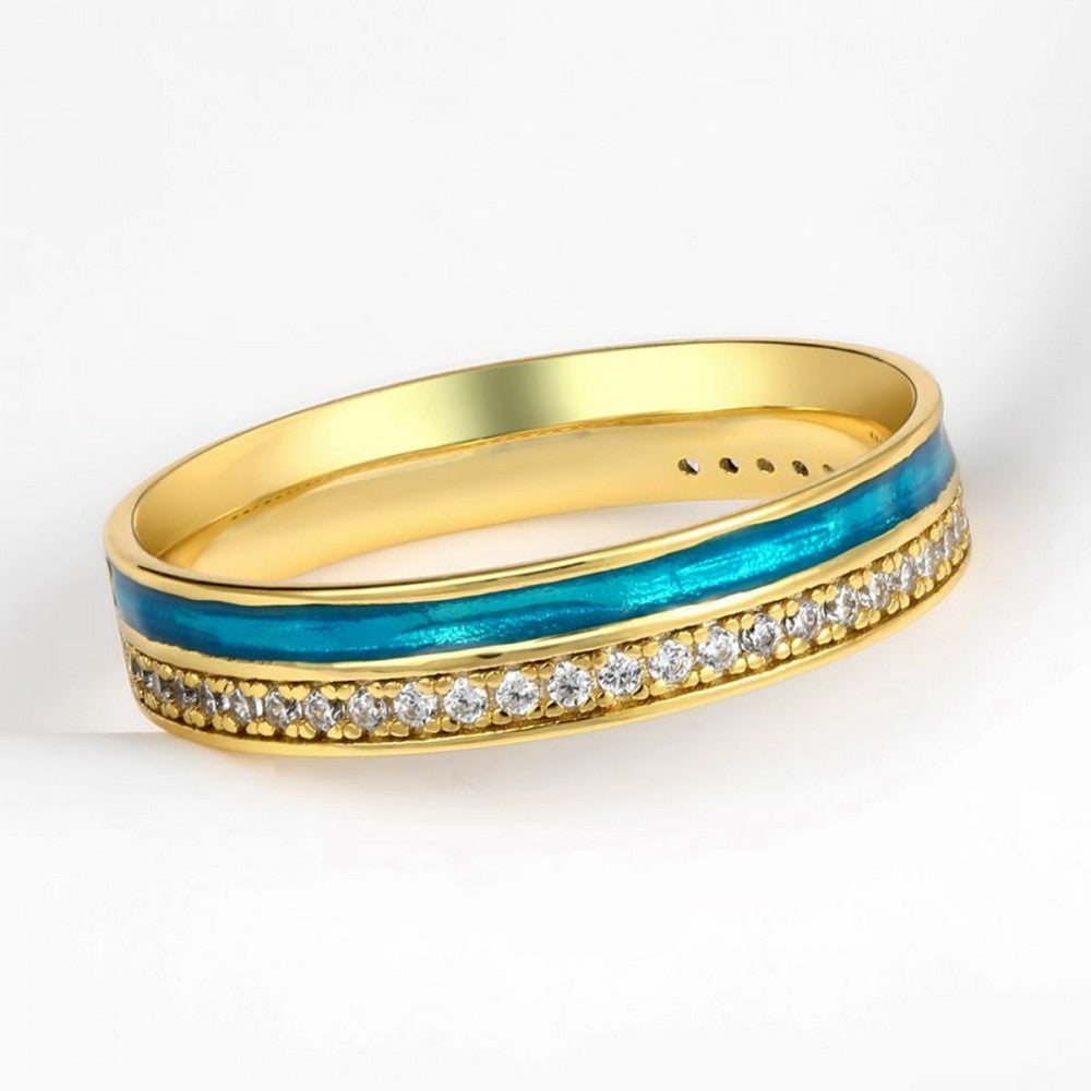 Anillo de Aleación Bañado en Oro con Cristal Emporia® Blanco 1 