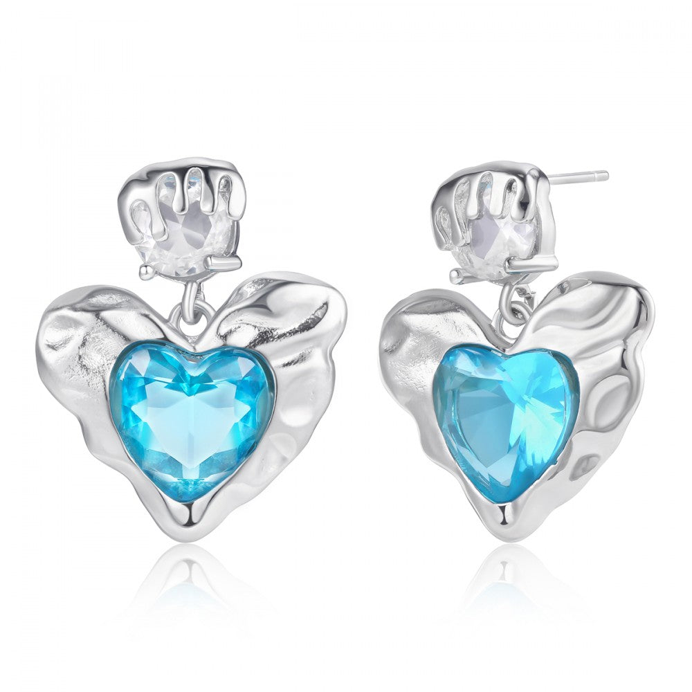 Pendientes de Aleación Bañado en Oro con Cristal Emporia® Azul 1 
