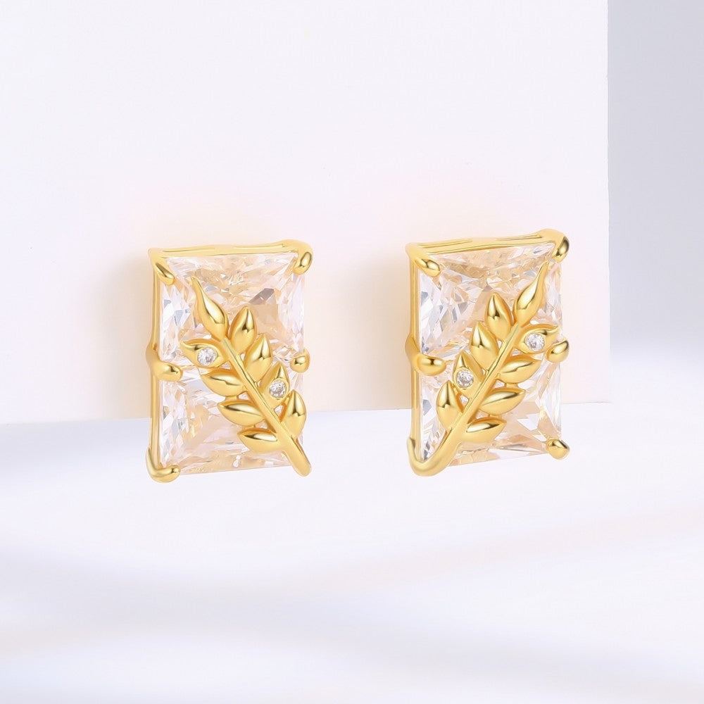 Pendientes de Aleación Bañado en Oro con Cristal Emporia® Blanco 1 
