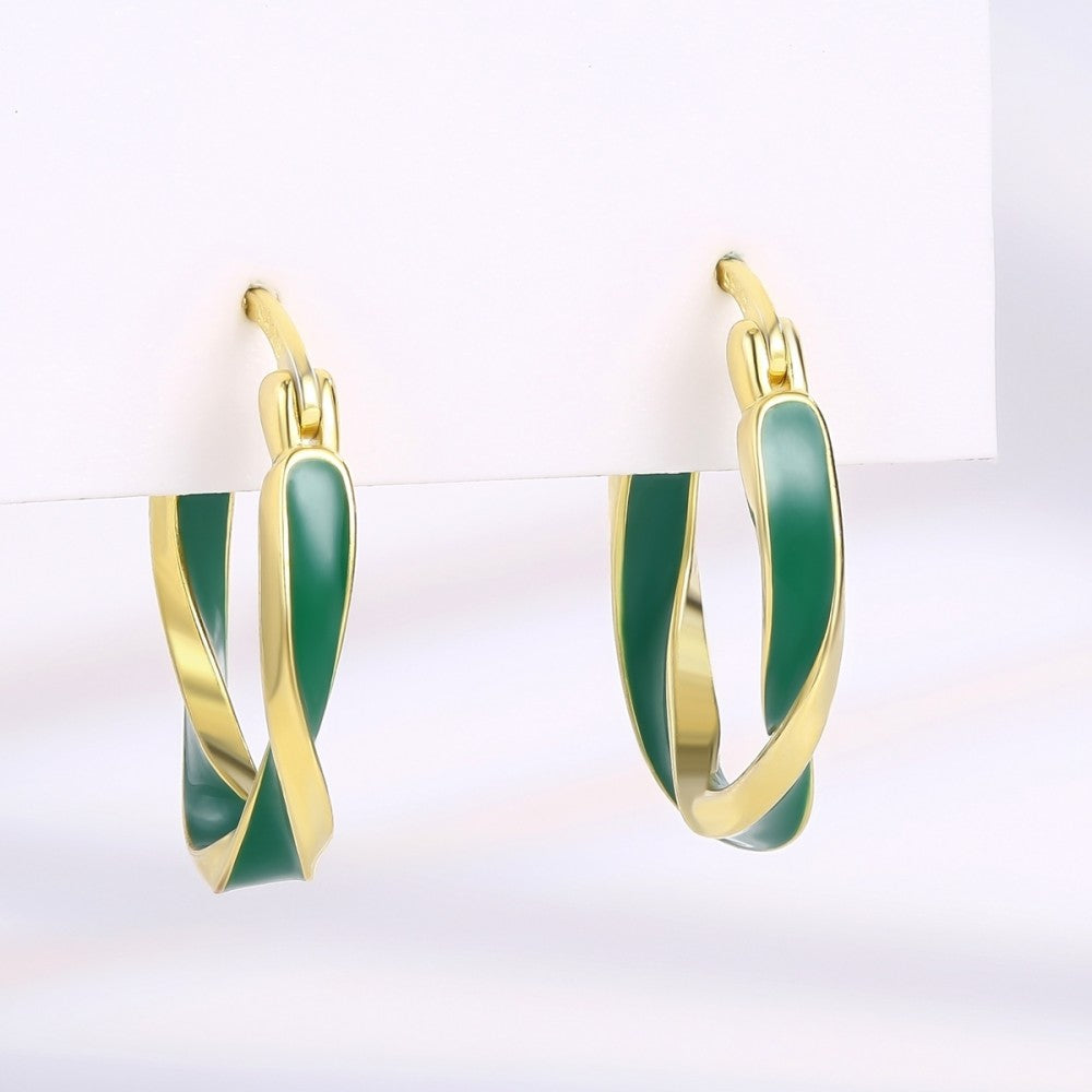 Pendientes de Aleación Bañado en Oro con Cristal Emporia® Verde 1 