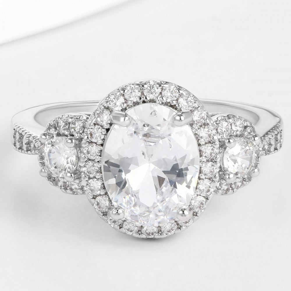 Anillo de Aleación Bañado en Oro con Cristal Emporia® Blanco