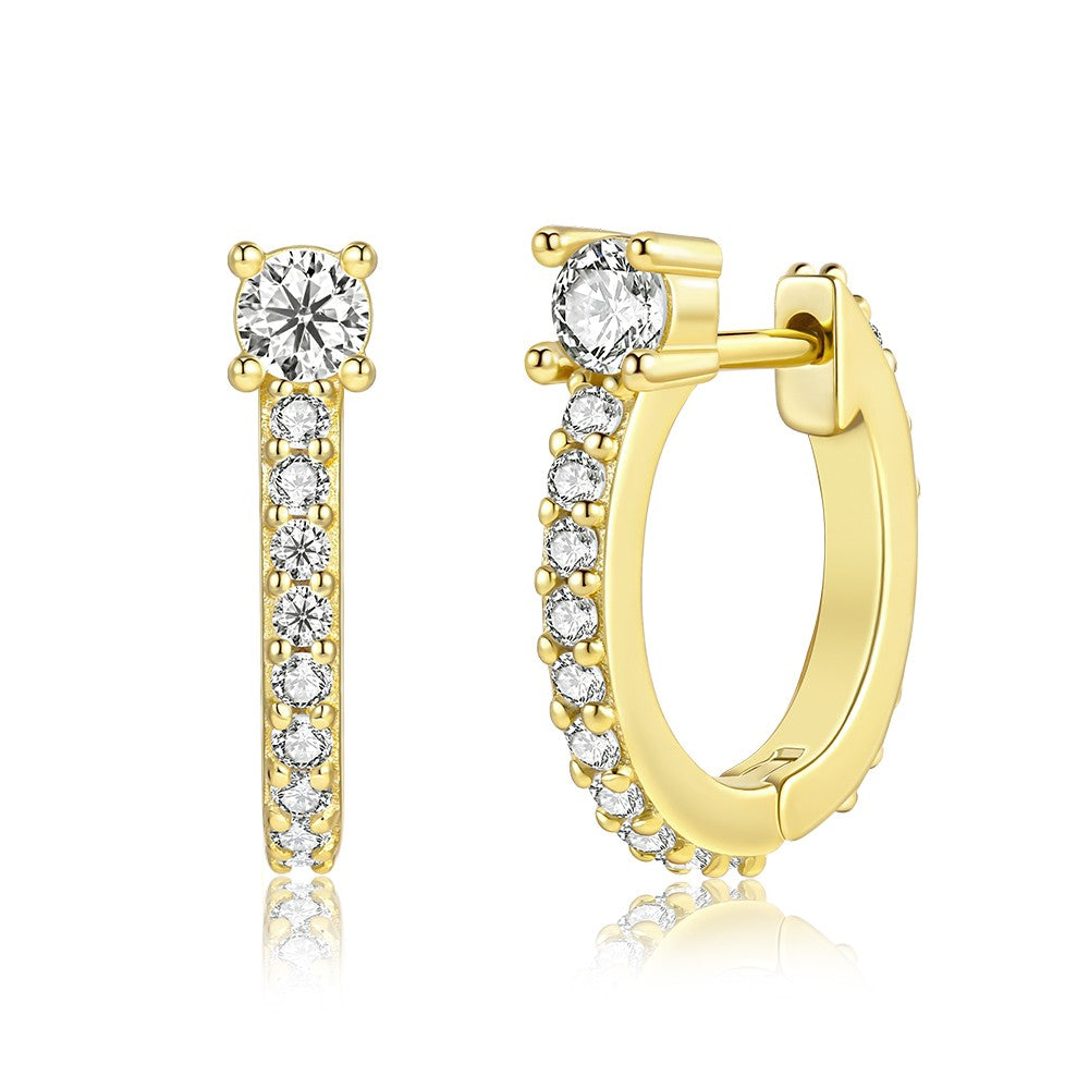 Pendientes de Aleación Bañado en Oro con Cristal Emporia® Blanco