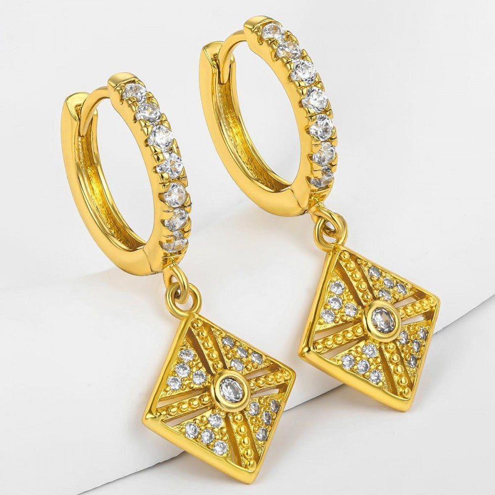 Pendientes de Aleación Bañado en Oro con Cristal Emporia® Blanco 1 