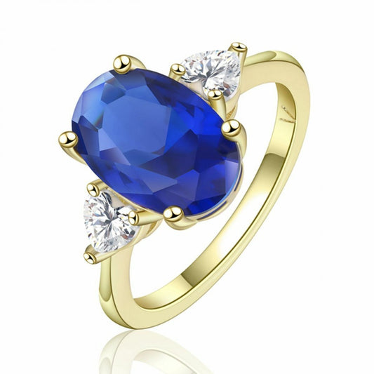 Anillo de Aleación Bañado en Oro con Cristal Emporia® Azul