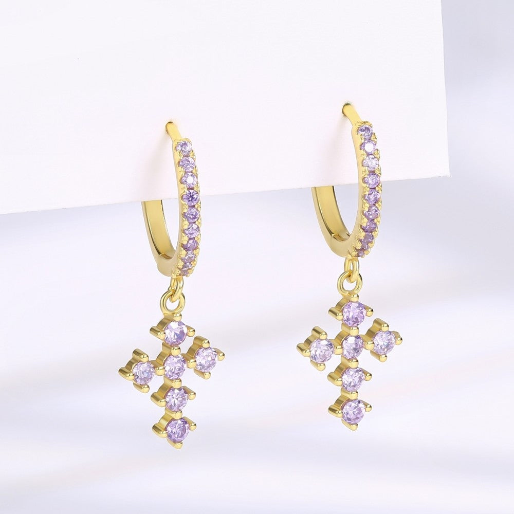 Pendientes de Aleación Bañado en Oro con Cristal Emporia® Blanco 1 