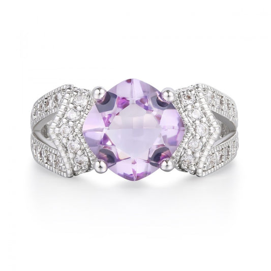Anillo de Aleación Bañado en Oro con Cristal Emporia® Púrpura