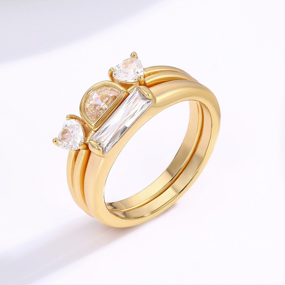 Anillo de Aleación Bañado en Oro con Cristal Emporia® Blanco 1 