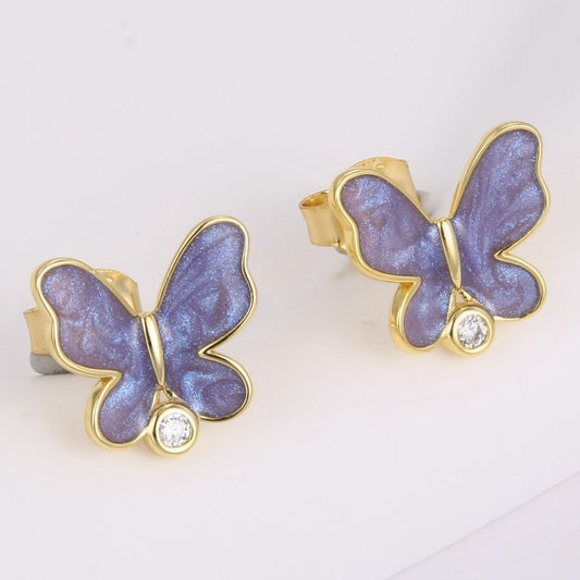 Pendientes de Aleación Bañado en Oro con Cristal Emporia® Púrpura