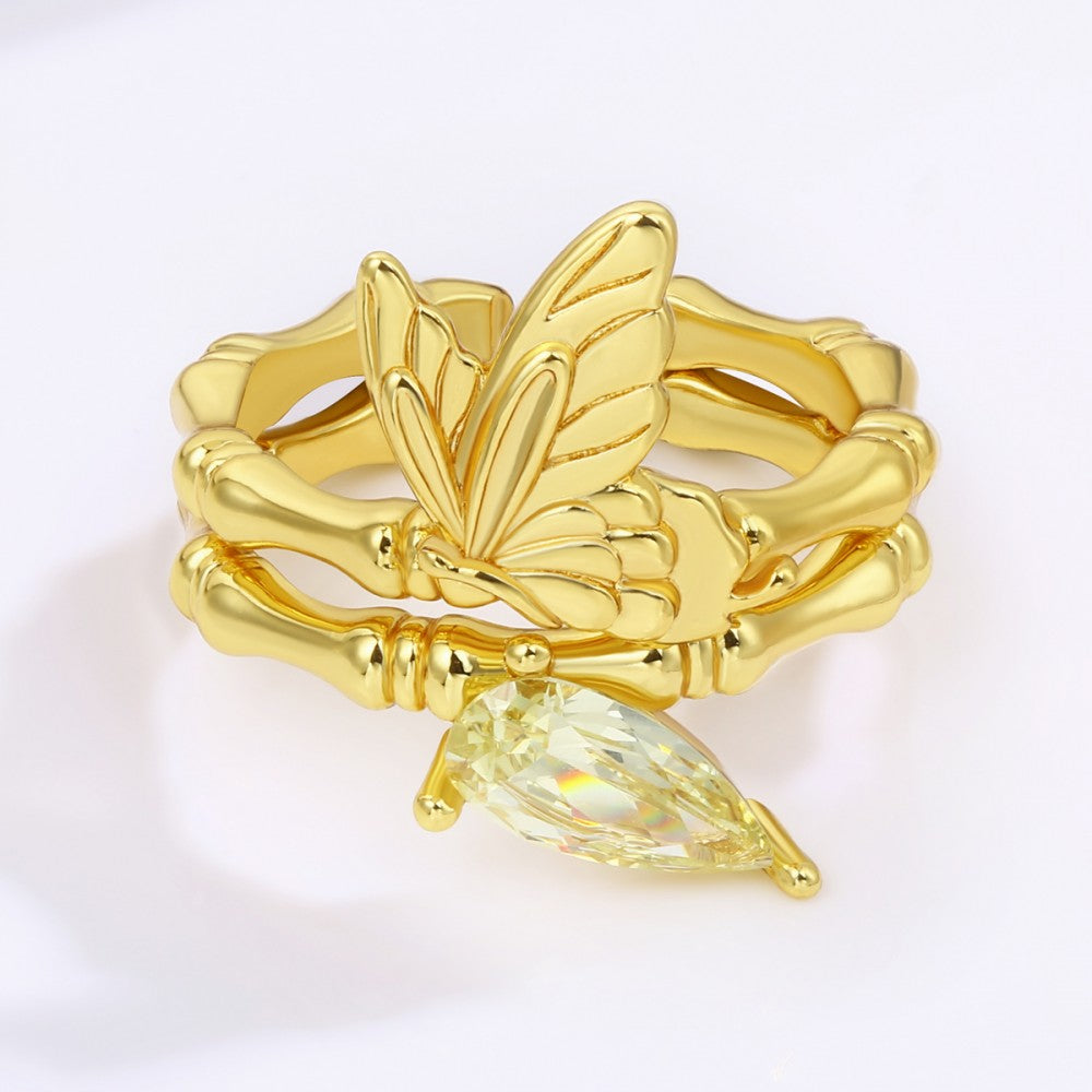 Anillo de Aleación Bañado en Oro con Cristal Emporia® Blanco 1 