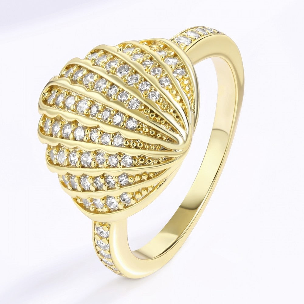 Anillo de Aleación Bañado en Oro con Cristal Emporia® Blanco 1 
