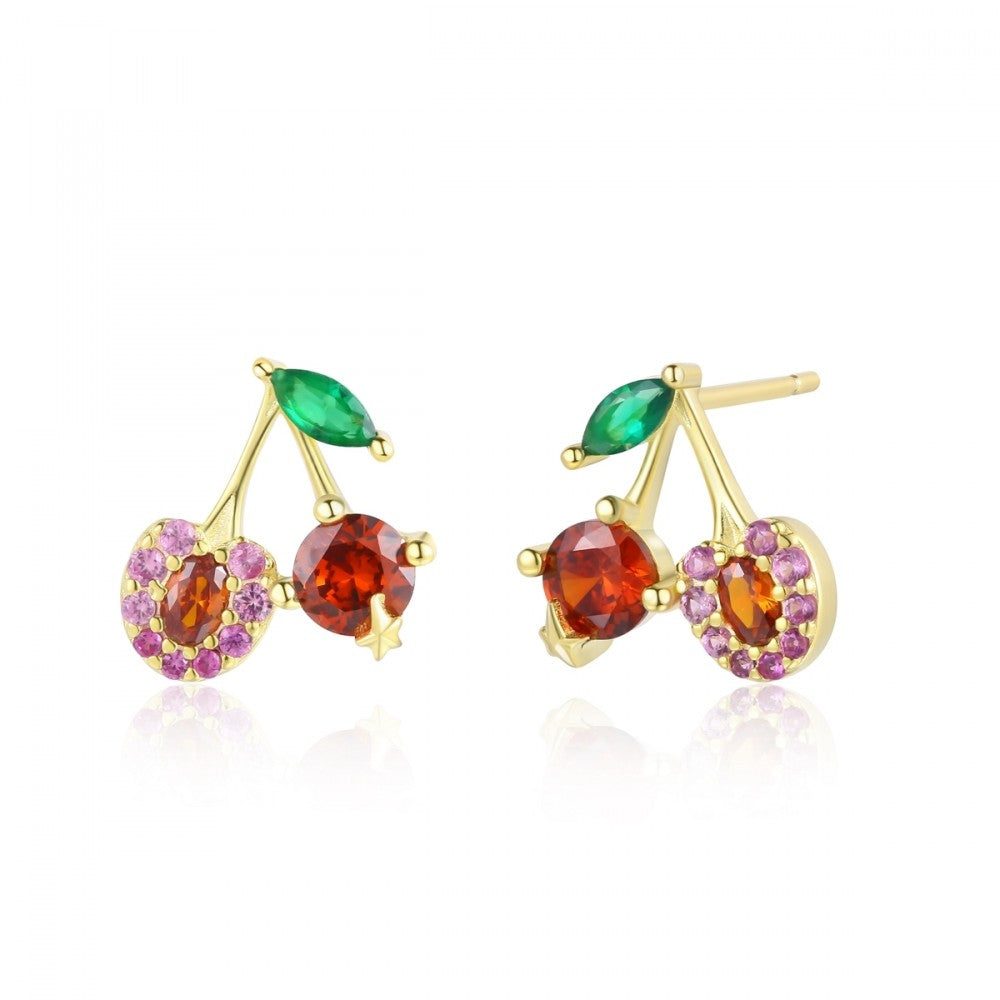 Pendientes de Aleación Bañado en Oro con Cristal Emporia® Rojo