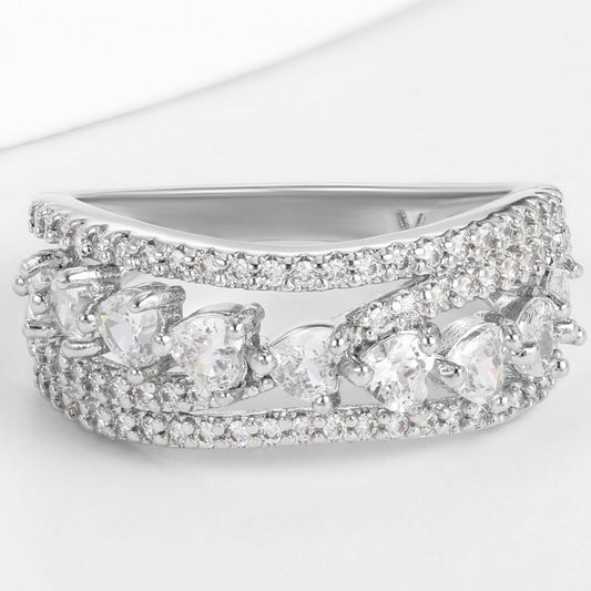 Anillo de Aleación Bañado en Oro con Cristal Emporia® Blanco
