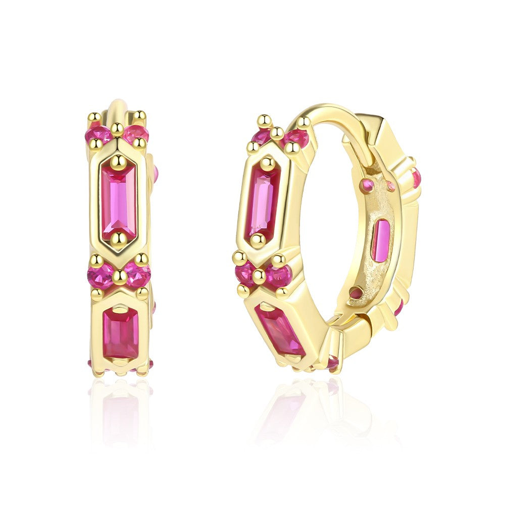 Pendientes de Aleación Bañado en Oro con Cristal Emporia® Rojo 1 