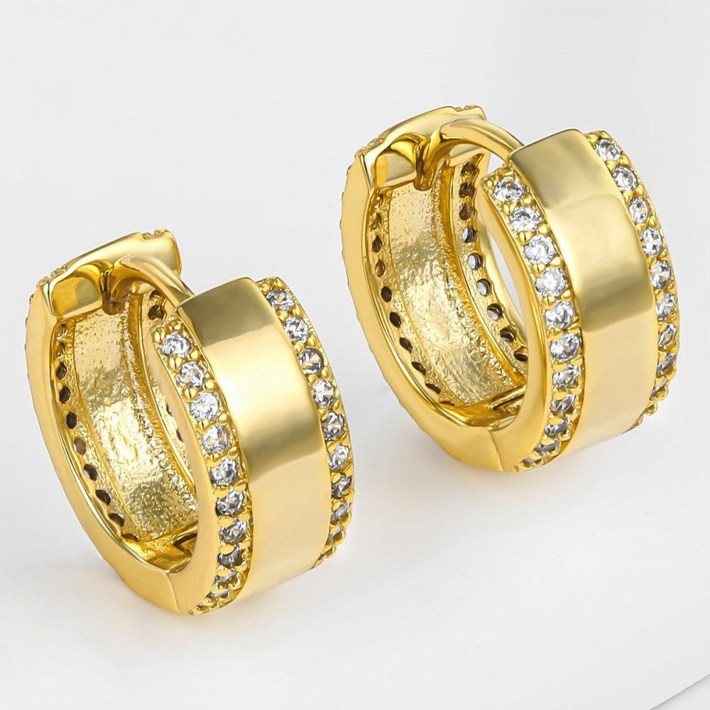 Pendientes de Aleación Bañado en Oro con Cristal Emporia® Blanco