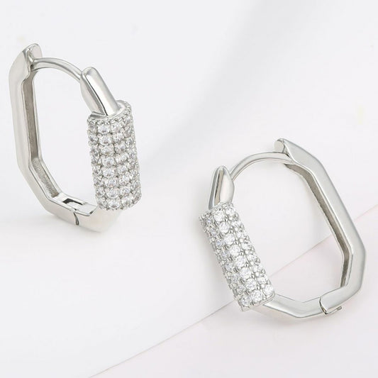 Pendientes de Aleación Bañado en Oro con Cristal Emporia® Blanco