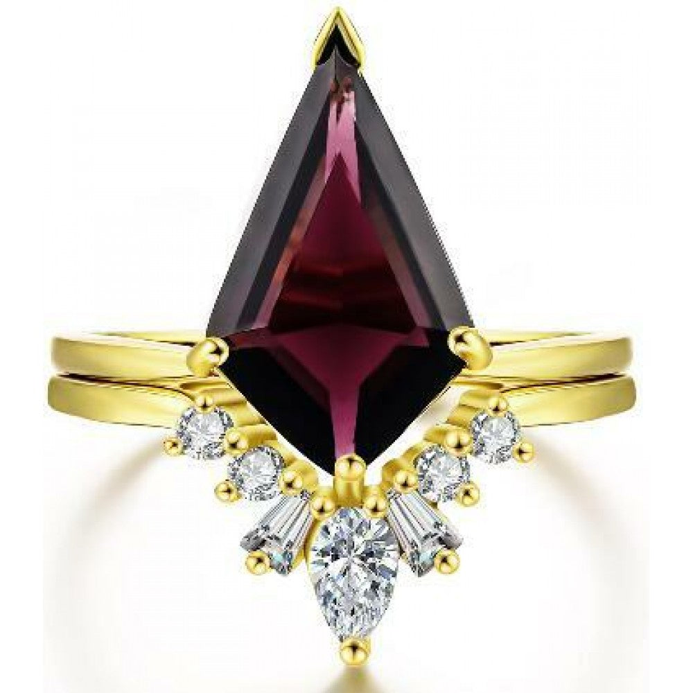 Anillo de Aleación Bañado en Oro con Cristal Emporia® Púrpura 1 
