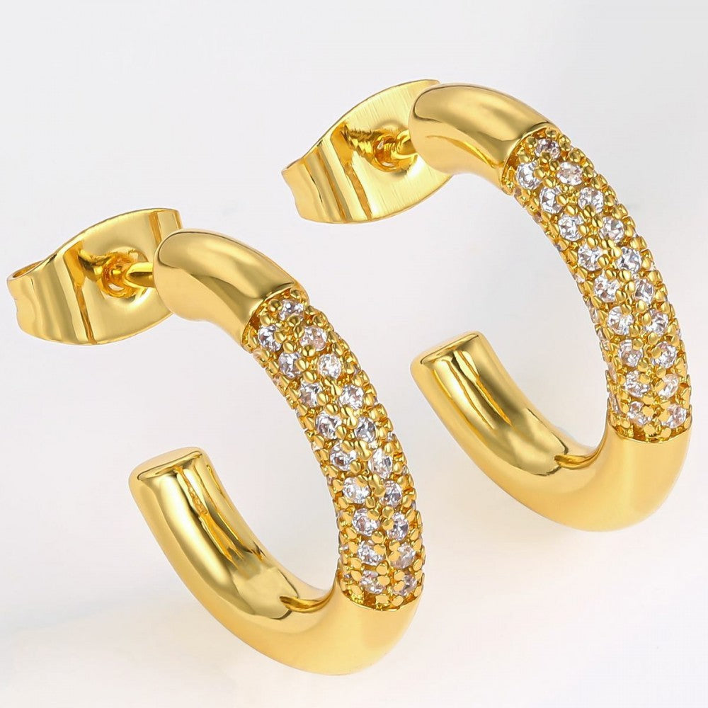 Pendientes de Aleación Bañado en Oro con Cristal Emporia® Blanco 1 