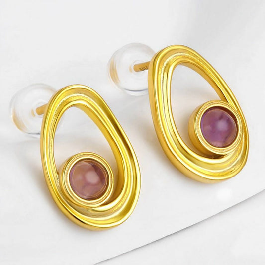 Pendientes de Aleación Bañado en Oro con Cristal Emporia® Púrpura