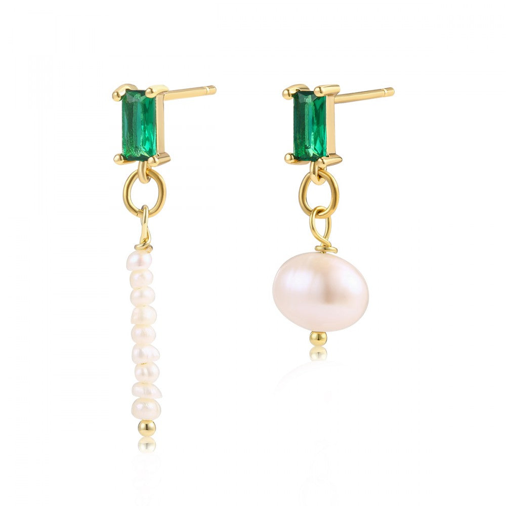 Pendientes de Aleación Bañado en Oro con Cristal Emporia® Verde 1 