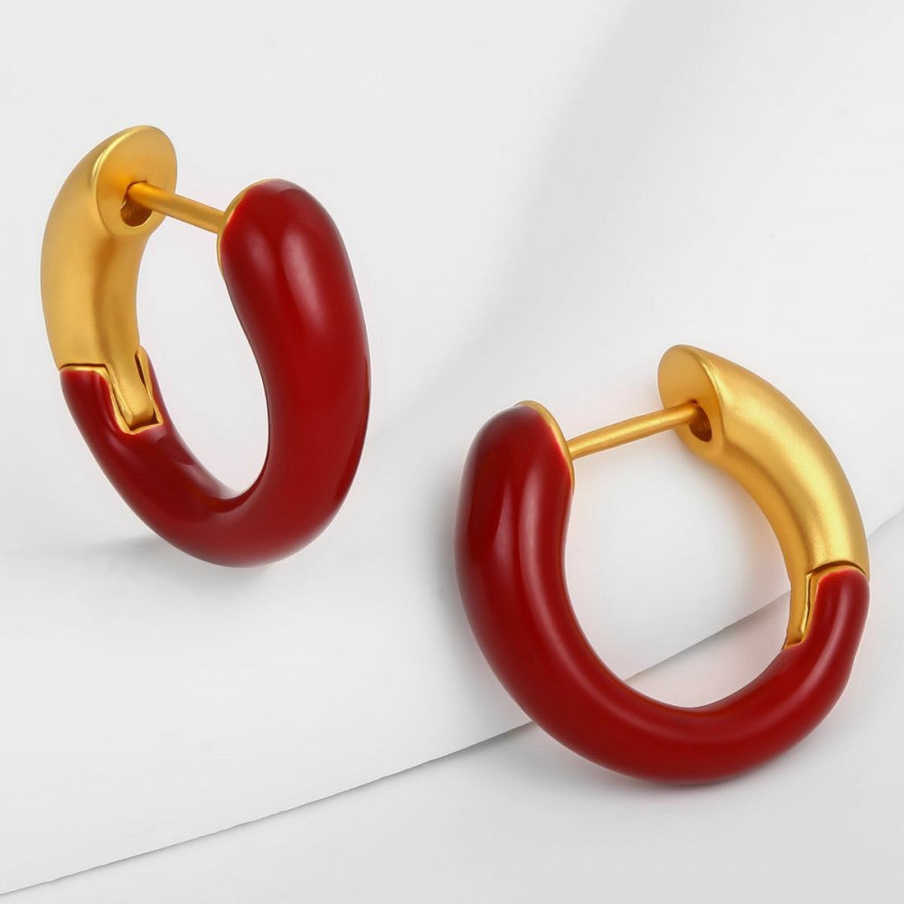 Pendientes de Aleación Bañado en Oro con Cristal Emporia® Rojo