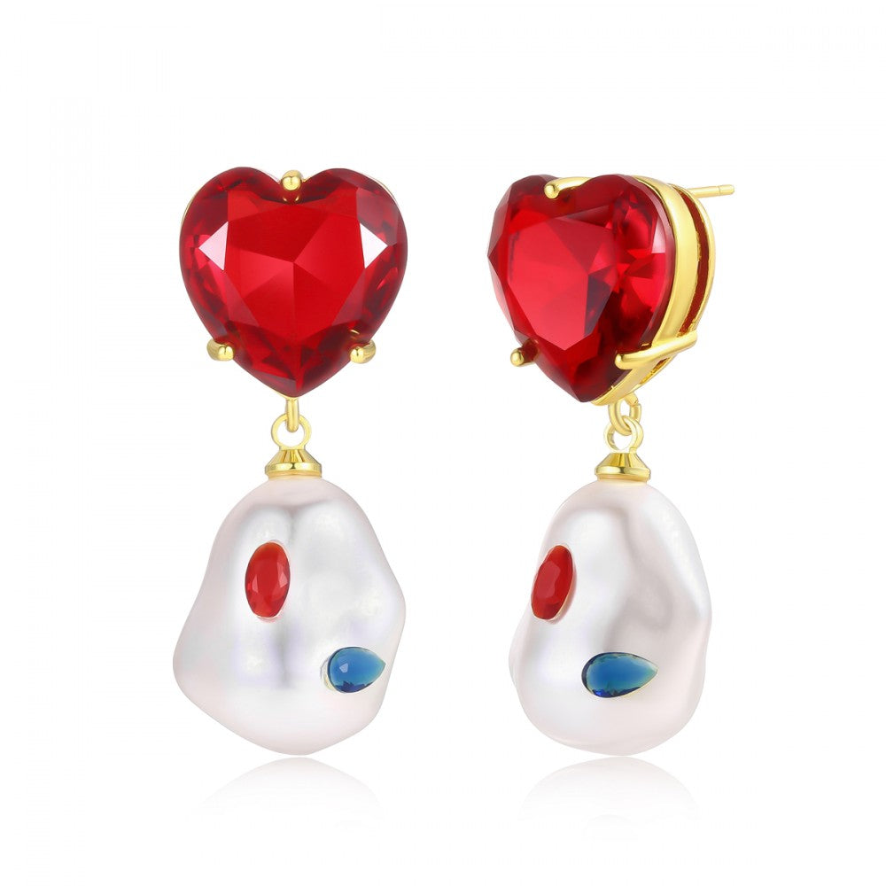 Pendientes de Aleación Bañado en Oro con Cristal Emporia® Rojo 1 
