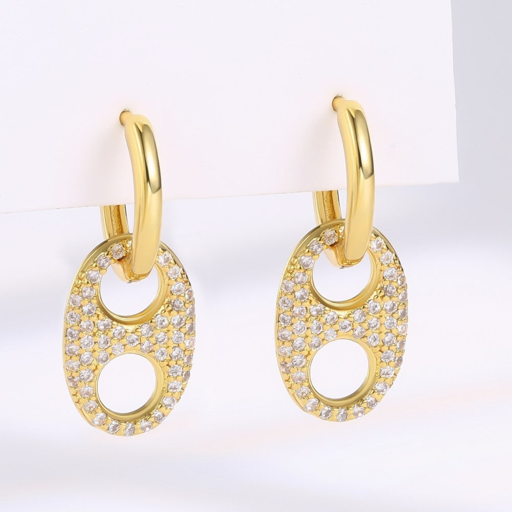 Pendientes de Aleación Bañado en Oro con Cristal Emporia® Blanco 1 