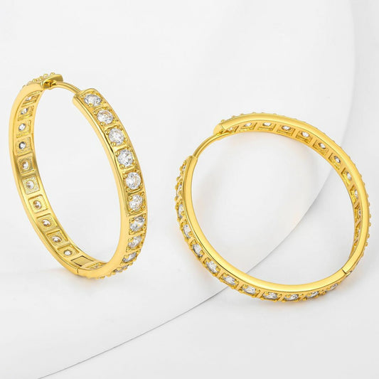 Pendientes de Aleación Bañado en Oro con Cristal Emporia® Blanco