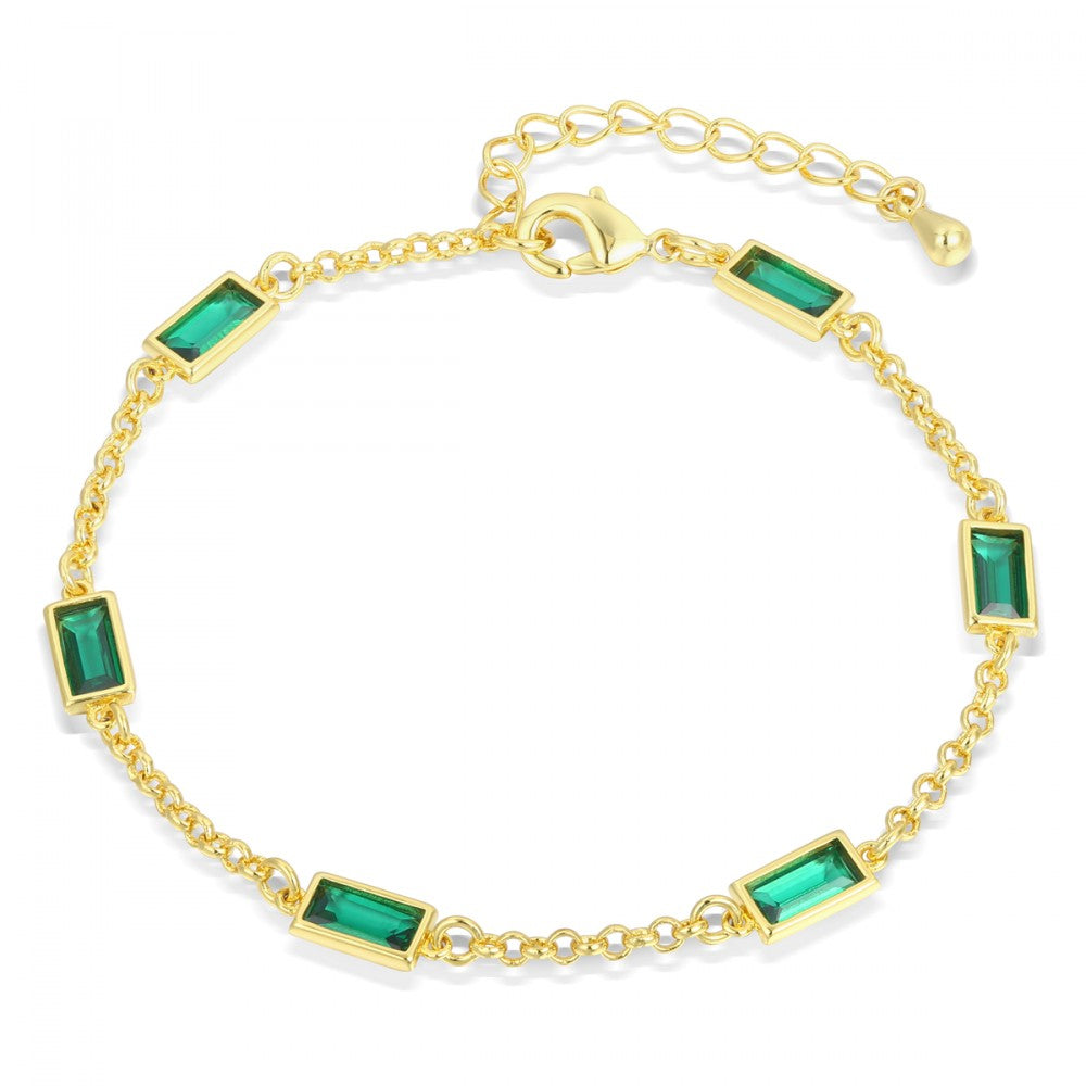 Pulsera de Aleación Bañado en Oro con Cristal Emporia® Verde 1 