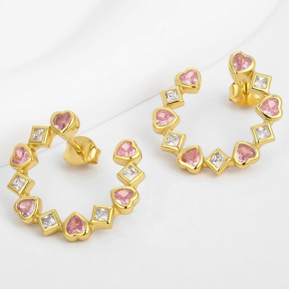 Pendientes de Aleación Bañado en Oro con Cristal Emporia® Rosa 1 