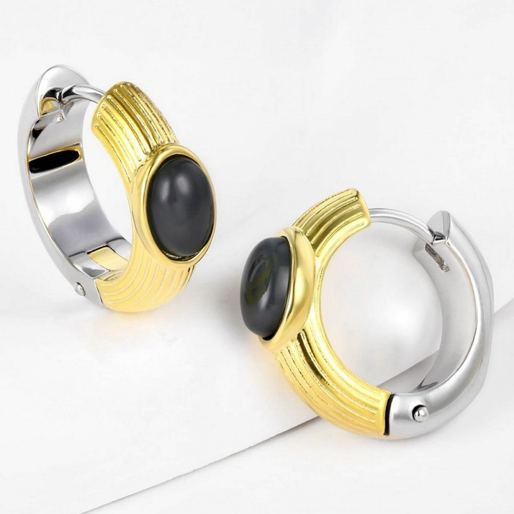 Pendientes de Aleación Bañado en Oro con Cristal Emporia® Negro 1 