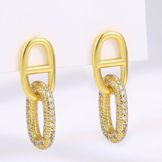 Pendientes de Aleación Bañado en Oro con Cristal Emporia® Blanco