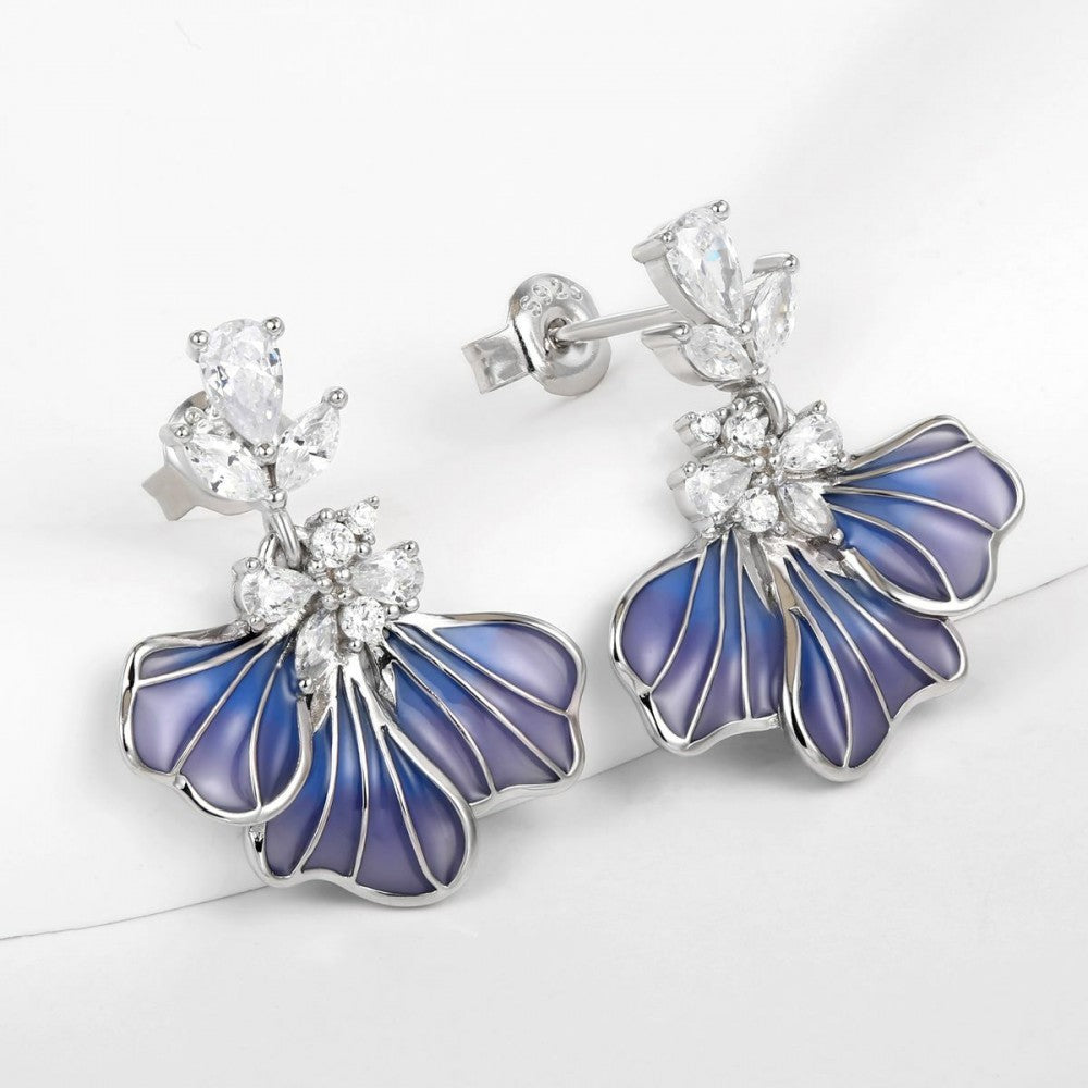 Pendientes de Aleación Bañado en Oro con Cristal Emporia® Azul