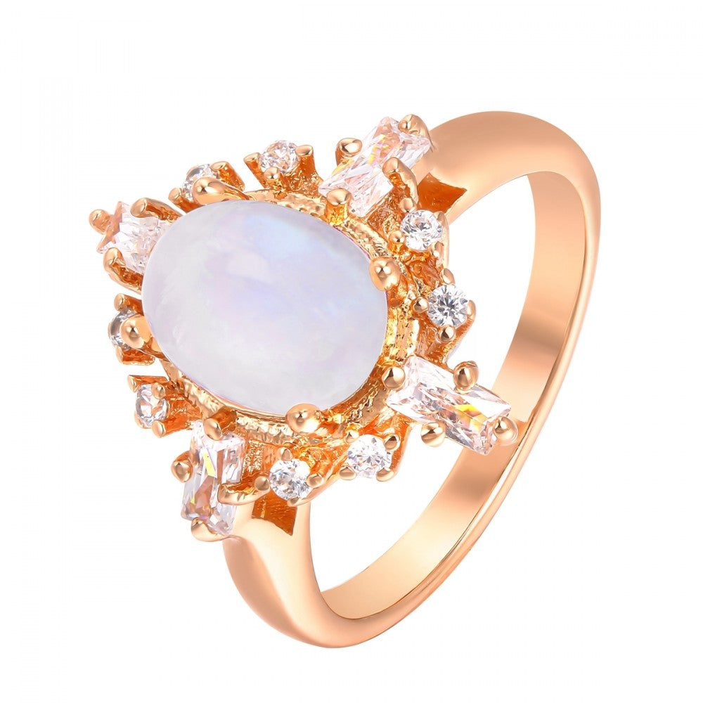 Anillo de Aleación Bañado en Oro con Cristal Emporia® Blanco