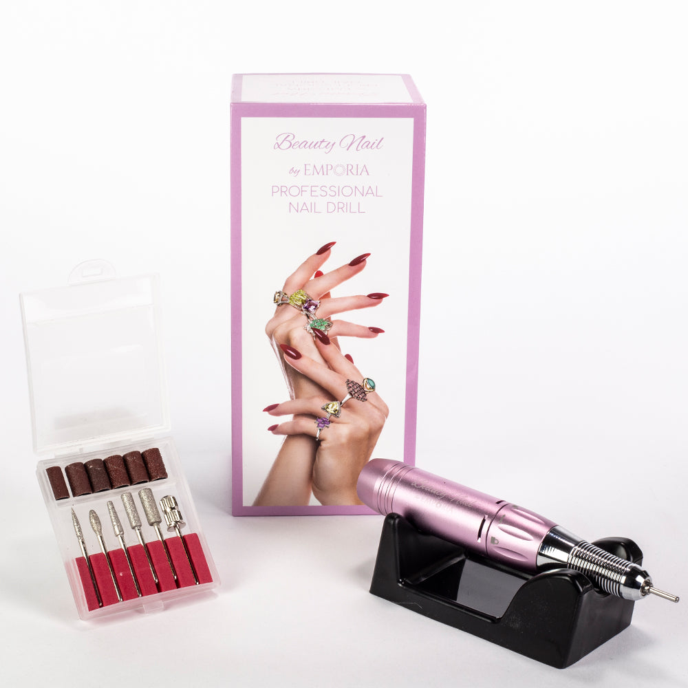 Juego de limas de uñas de belleza profesional Emporia con cabezales intercambiables - Rosa