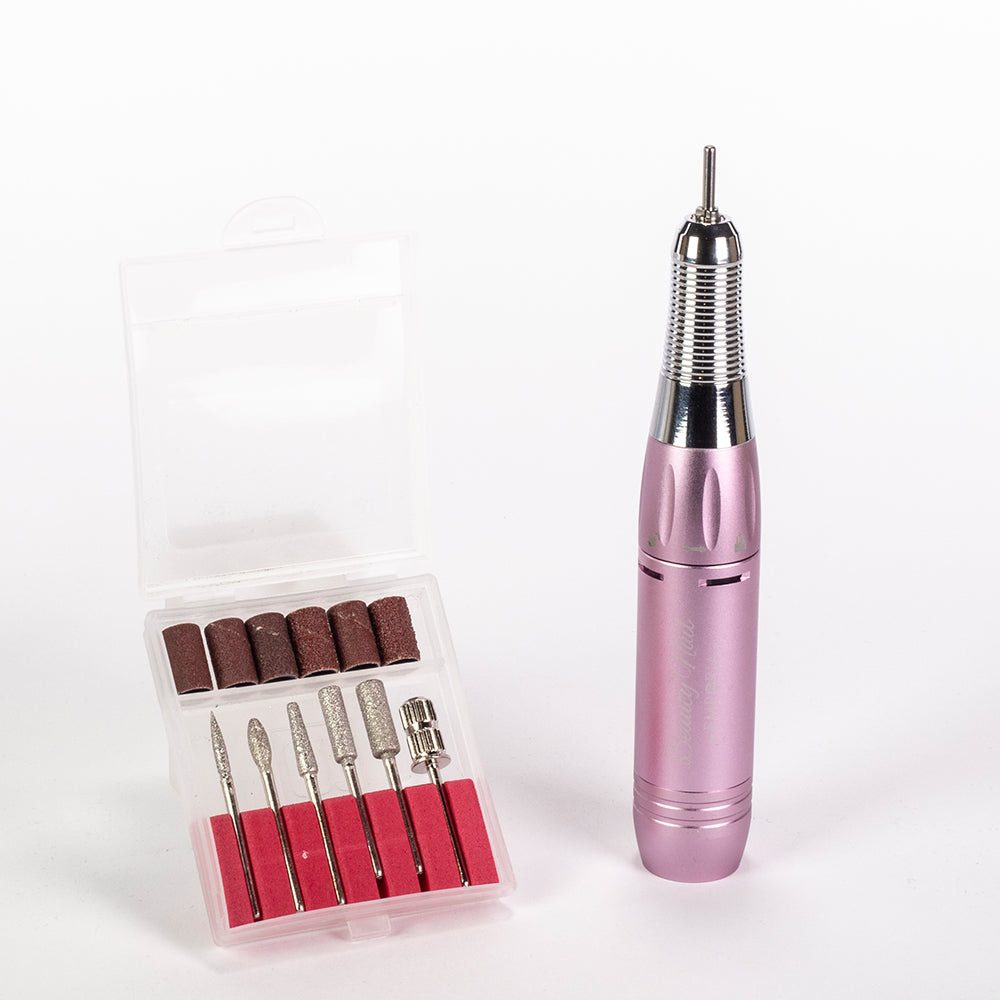 Juego de limas de uñas de belleza profesional Emporia con cabezales intercambiables - Rosa 4 