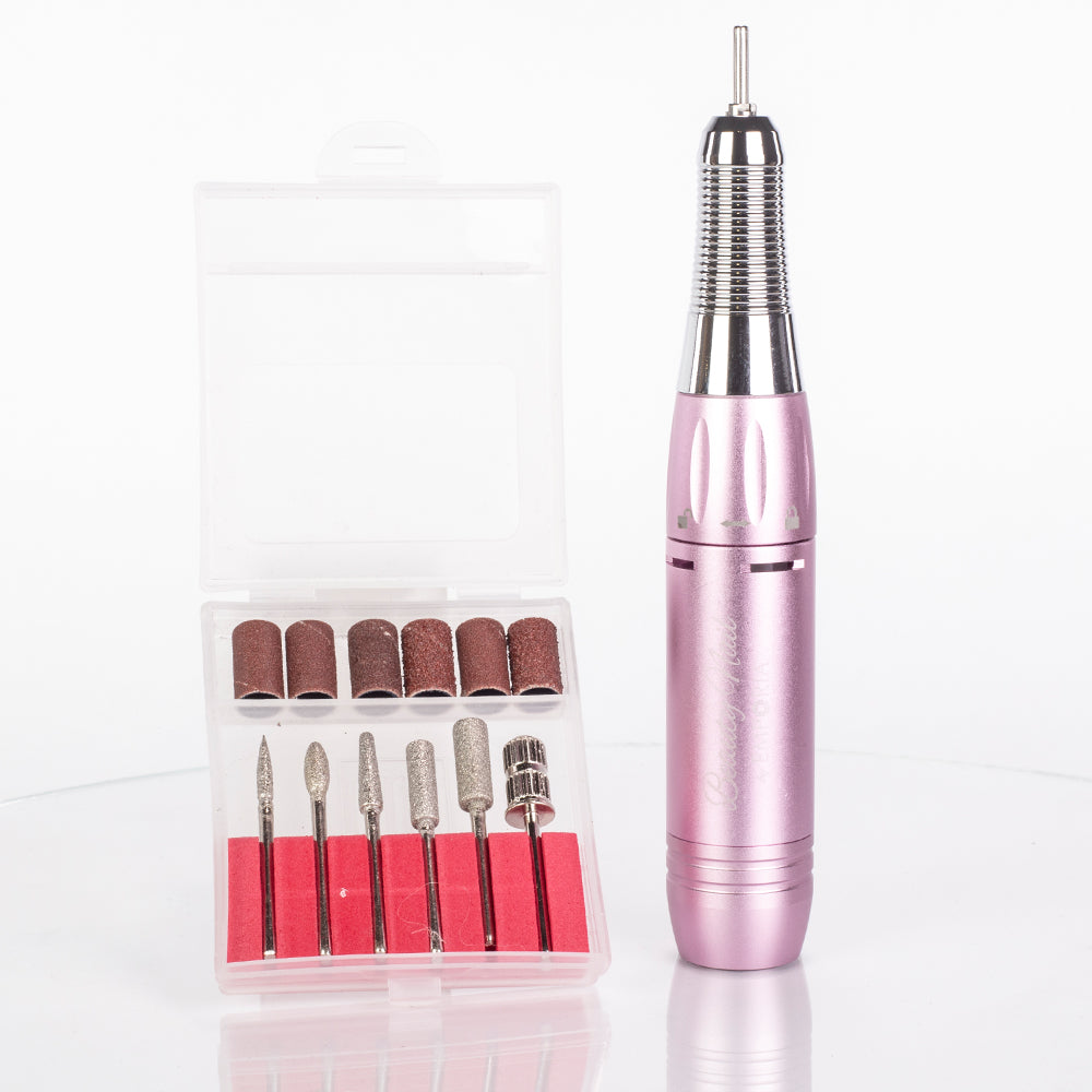 Juego de limas de uñas de belleza profesional Emporia con cabezales intercambiables - Rosa 5 