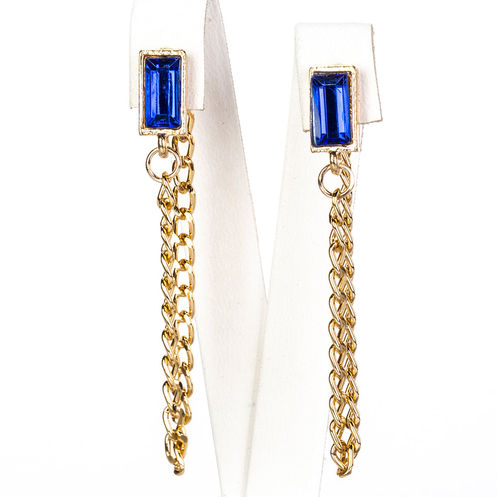 Reloj de Aleación Bañado en Oro con Cristal Emporia® Azul y Cristal Emporia® Blanco ( Collar +Pendientes +Pulsera )