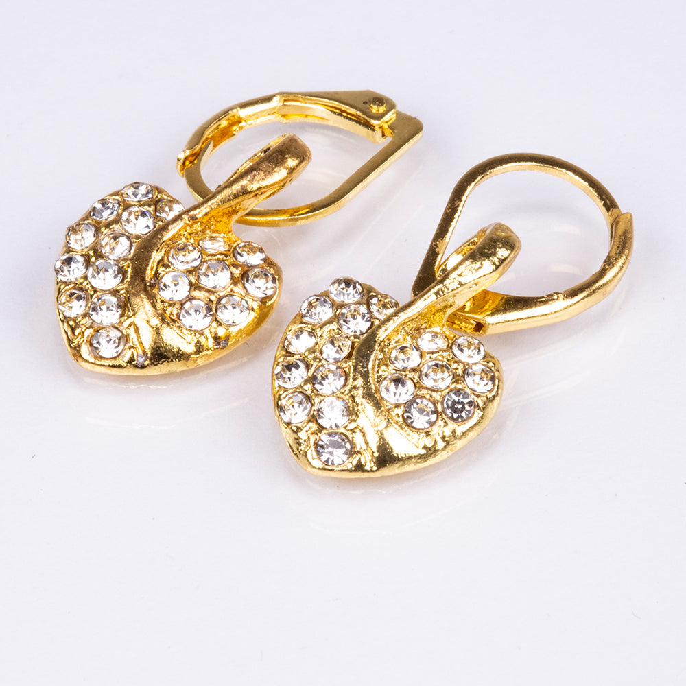 Conjunto de joyería Emporia de 5 piezas, de alta calidad y en tono dorado, presentado en una exclusiva caja de regalo con efecto piel (incluye reloj, pulsera, collar, pendientes y anillo, con cristal blanco Emporia).