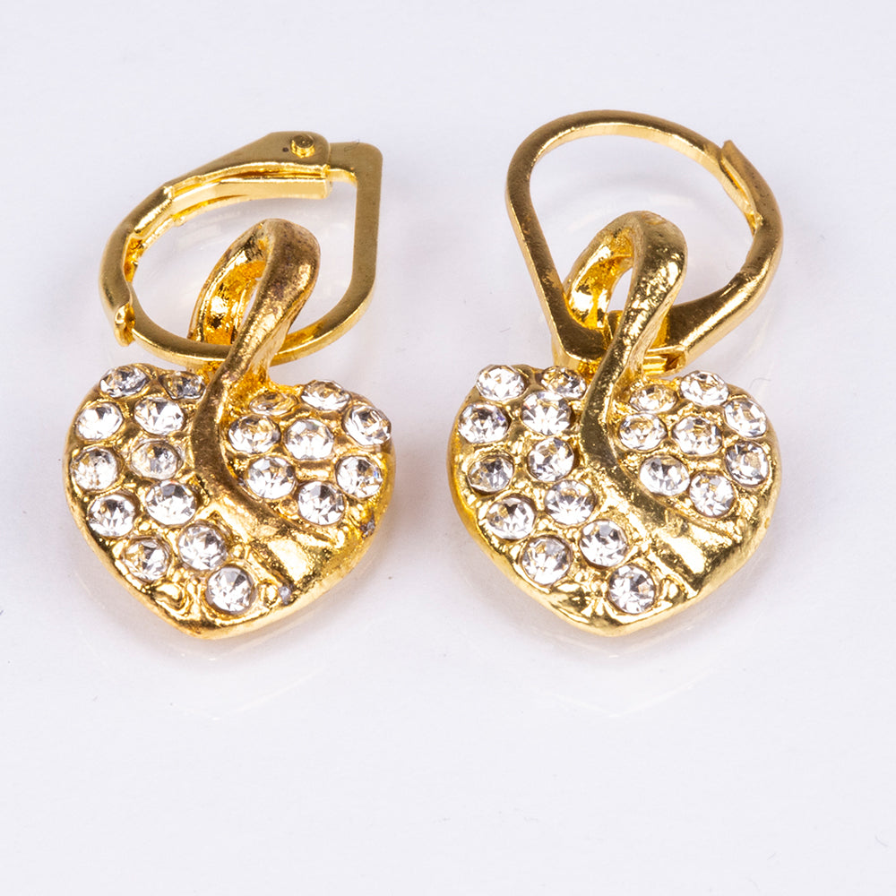 Conjunto de joyería Emporia de 5 piezas, de alta calidad y en tono dorado, presentado en una exclusiva caja de regalo con efecto piel (incluye reloj, pulsera, collar, pendientes y anillo, con cristal blanco Emporia).