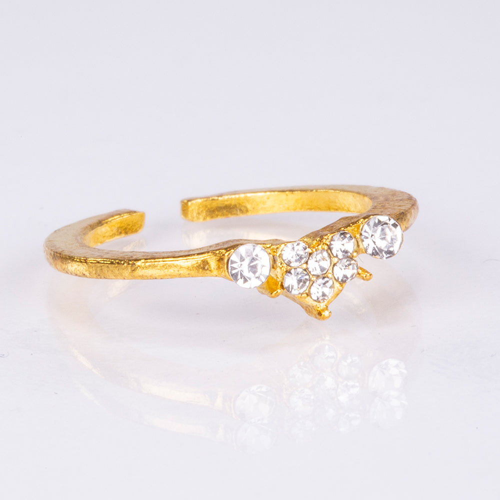 Conjunto de joyería Emporia de 5 piezas, de alta calidad y en tono dorado, presentado en una exclusiva caja de regalo con efecto piel (incluye reloj, pulsera, collar, pendientes y anillo, con cristal blanco Emporia).