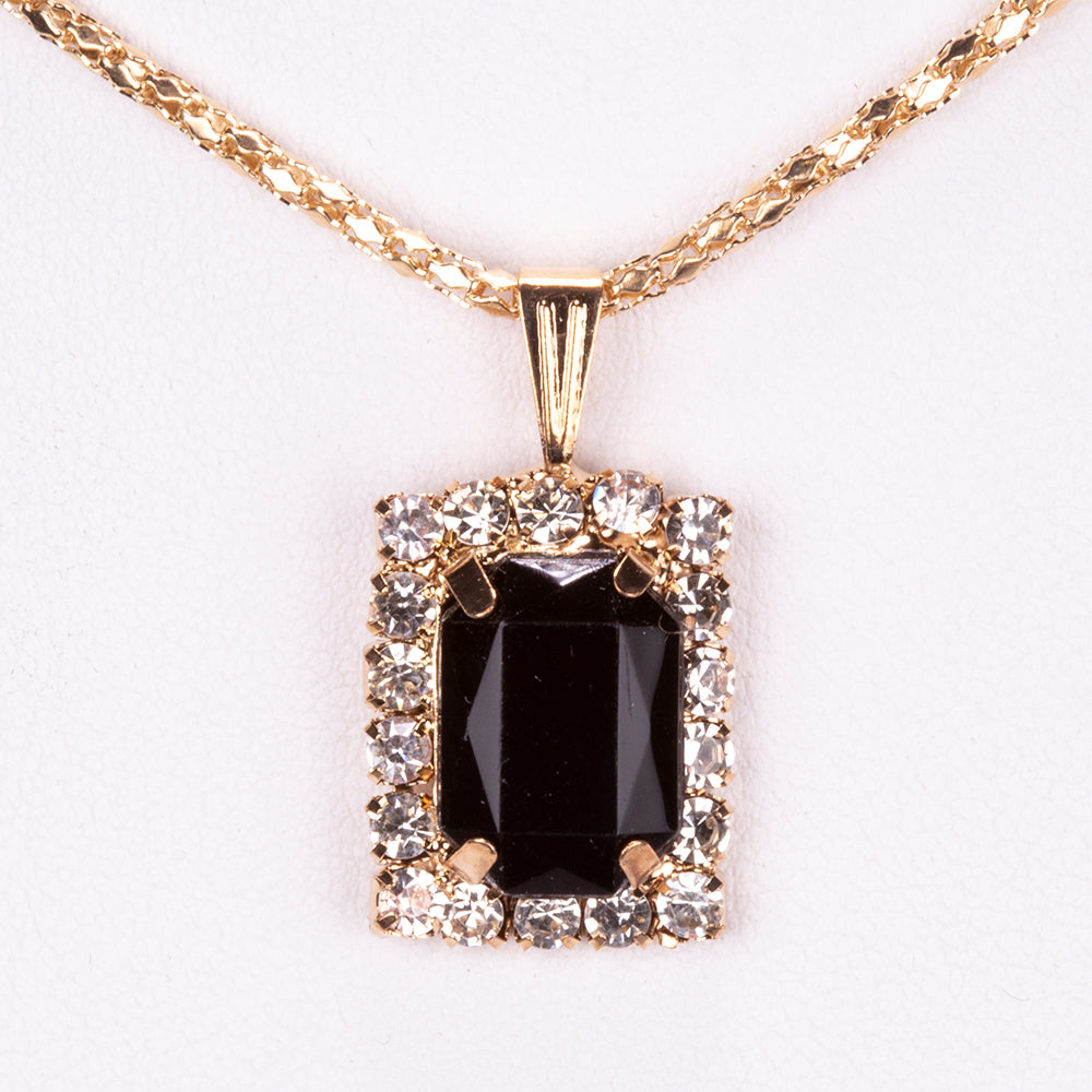 Conjunto de joyas Emporia de 5 piezas, de alta calidad y en tono dorado, presentado en una exclusiva caja de regalo con efecto piel (incluye reloj, pulsera, collar, pendientes y anillo, con cristales Emporia blancos y negros). 4 