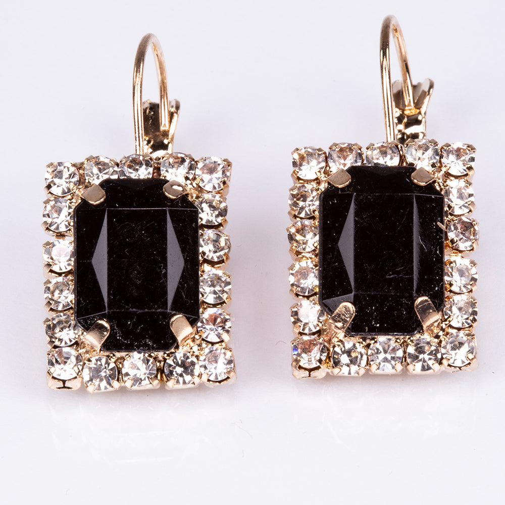Conjunto de joyas Emporia de 5 piezas, de alta calidad y en tono dorado, presentado en una exclusiva caja de regalo con efecto piel (incluye reloj, pulsera, collar, pendientes y anillo, con cristales Emporia blancos y negros). 5 