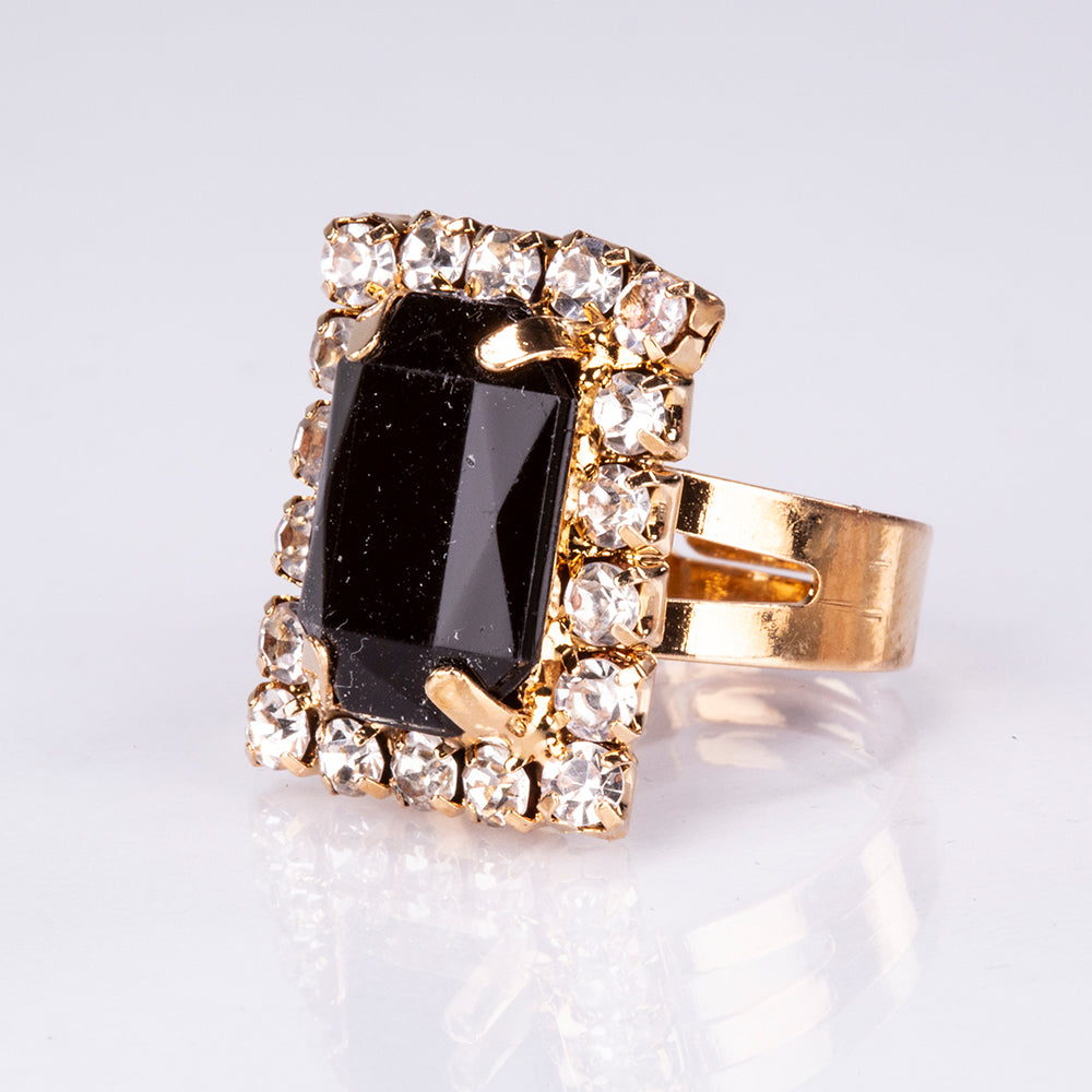 Conjunto de joyas Emporia de 5 piezas, de alta calidad y en tono dorado, presentado en una exclusiva caja de regalo con efecto piel (incluye reloj, pulsera, collar, pendientes y anillo, con cristales Emporia blancos y negros).