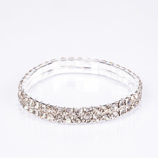 Conjunto de Aleación Bañado en Oro con Cristal Emporia® Blanco ( Collar +Pendientes +Pulsera +Anillo +Colgante )