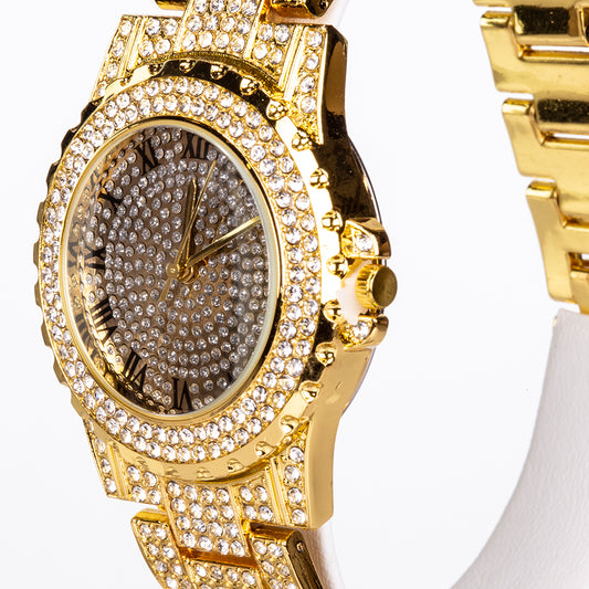 Cruz Conjunto de Aleación Bañado en Oro con Cristal Emporia® Blanco ( Collar +Pulsera +Colgante )