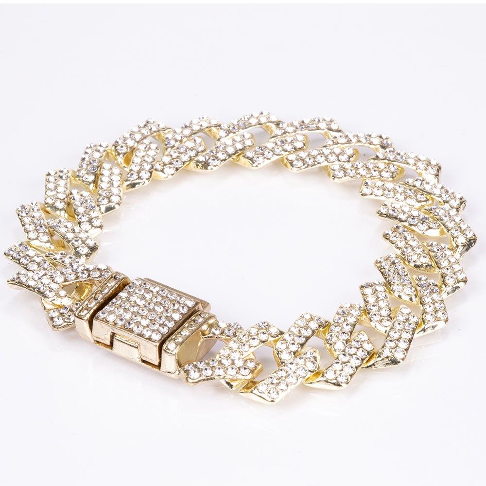 Conjunto de joyas Emporia de 4 piezas, de alta calidad y en tono dorado, presentado en una exclusiva caja de regalo con efecto piel (incluye reloj, pulsera, collar grueso y collar con colgante de cruz con cristal blanco Emporia).